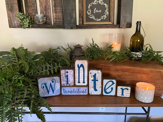 winter wonderland wooden block set home decor