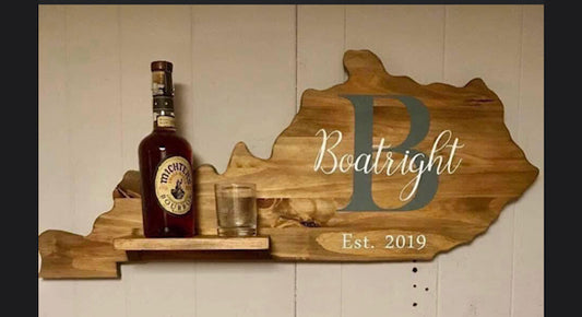 personalized family name kentucky bourbon shelf