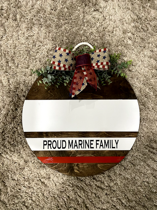 proud marine family customizable home decor door hanger